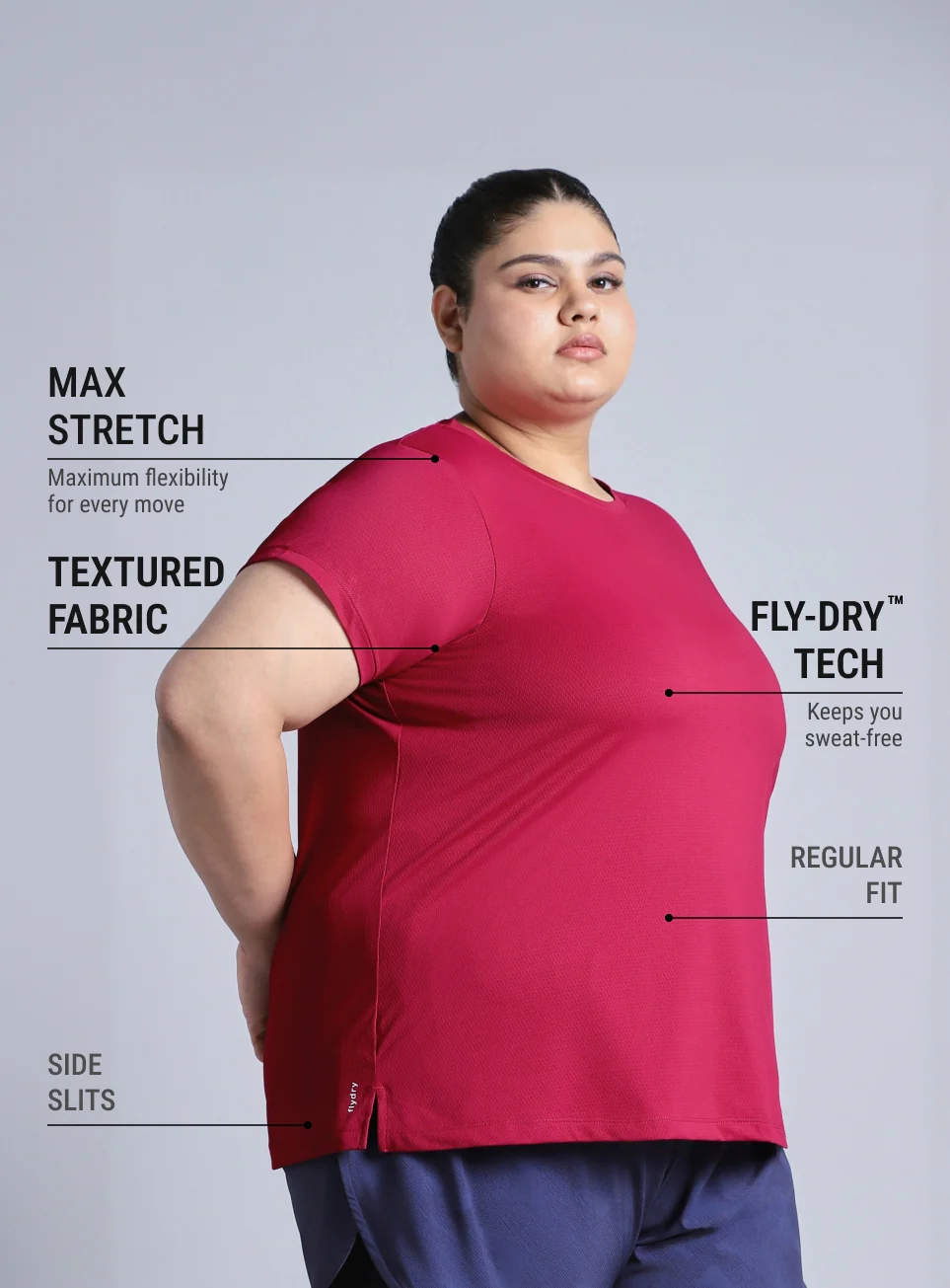 Women's Pink Training Essential Plus Size Regular Fit T-shirt - Image 5