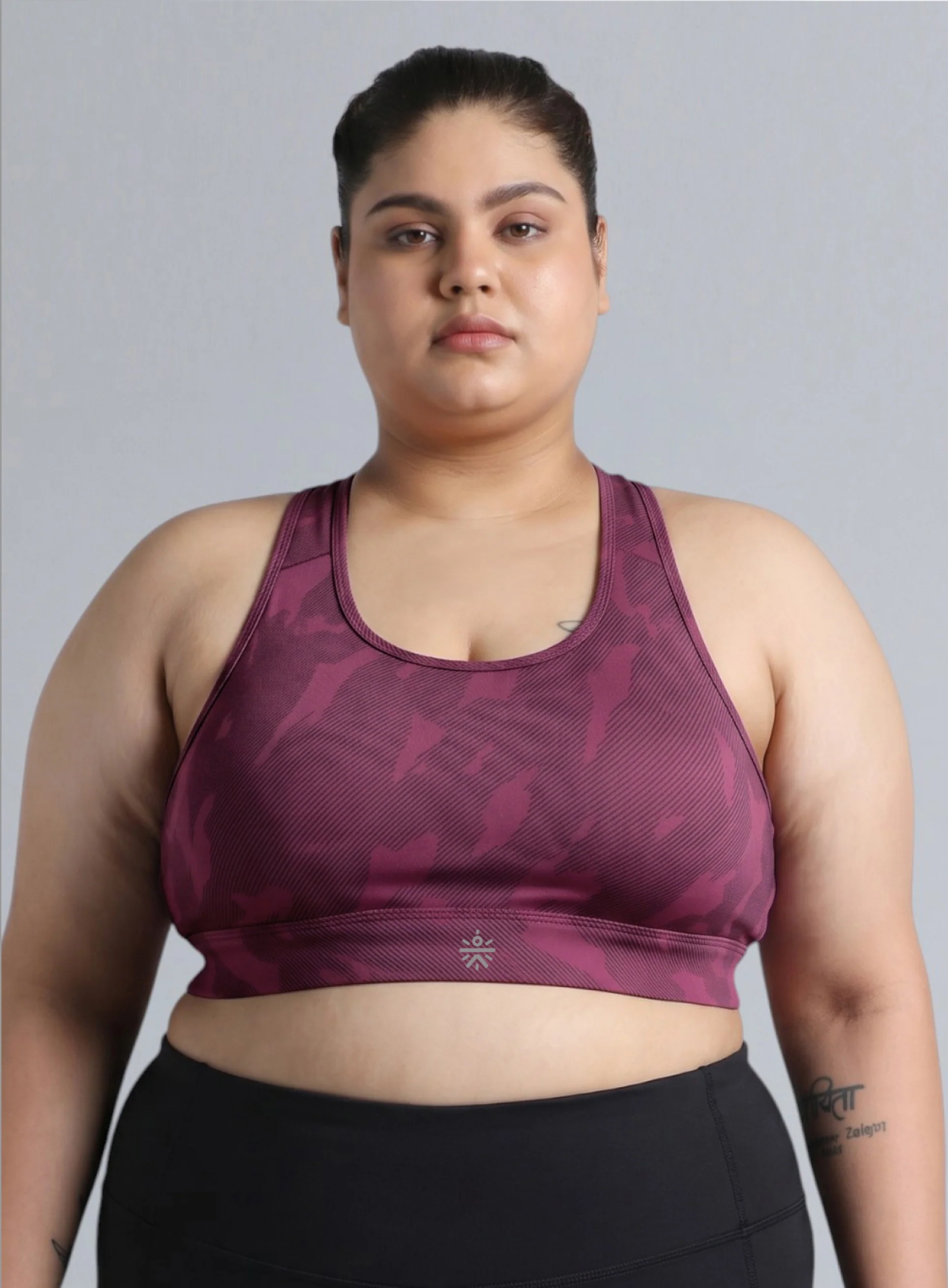 Women's Pink Urban Camo Running High Support Plus Size Bra - Image 4