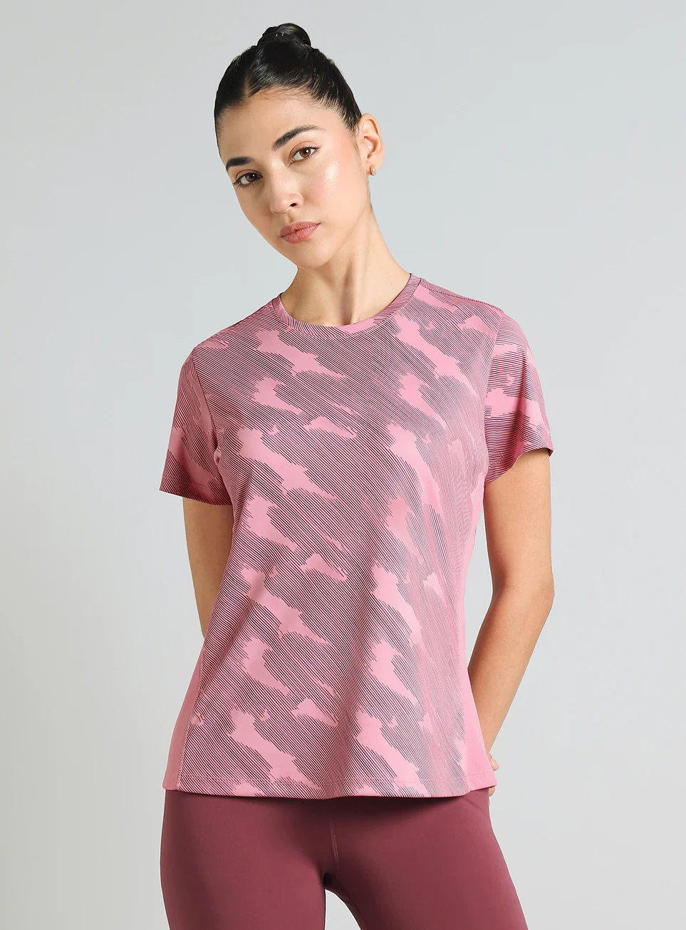 Women's Pink Urban Camo Running T-shirt - Image 4