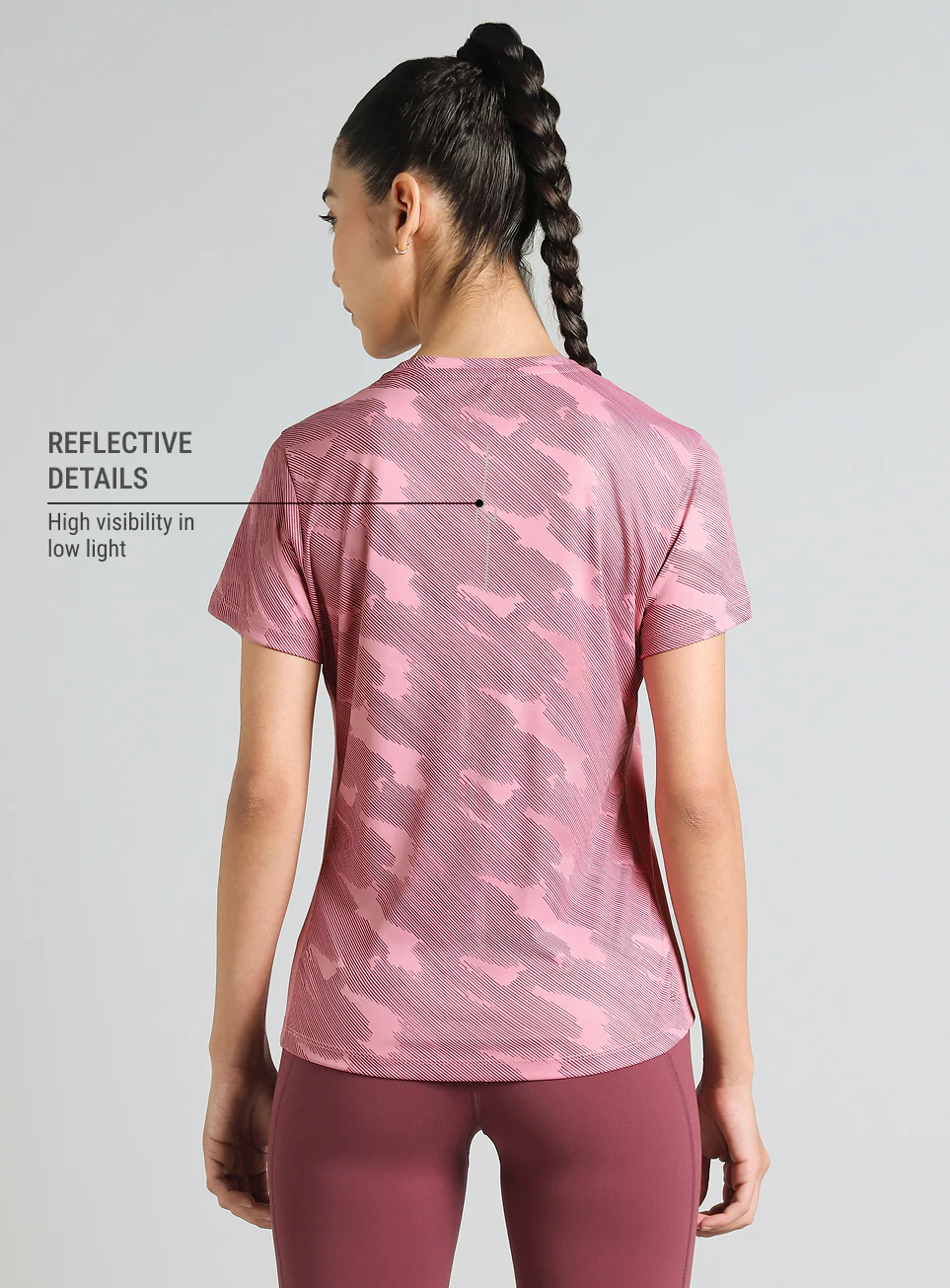 Women's Pink Urban Camo Running T-shirt - Image 6