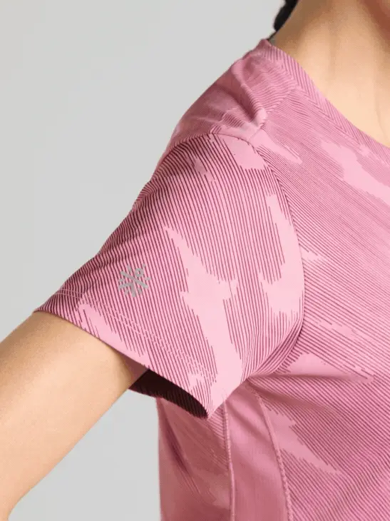 Women's Pink Urban Camo Running T-shirt - Image 7