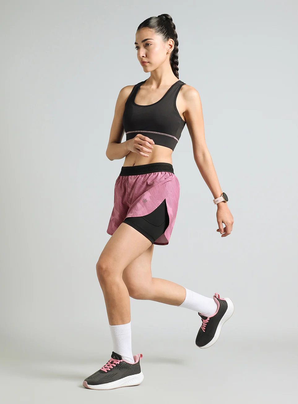 Women's Pink Urban Camo Shorts with Inbuilt Tights - Image 3