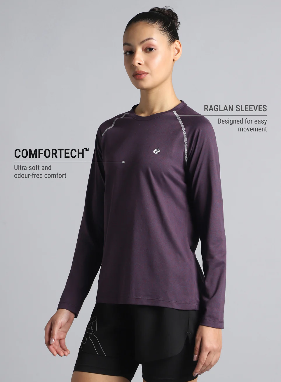 Women's Purple Active Day COMFORtech Full Sleeve T-Shirt - Image 5