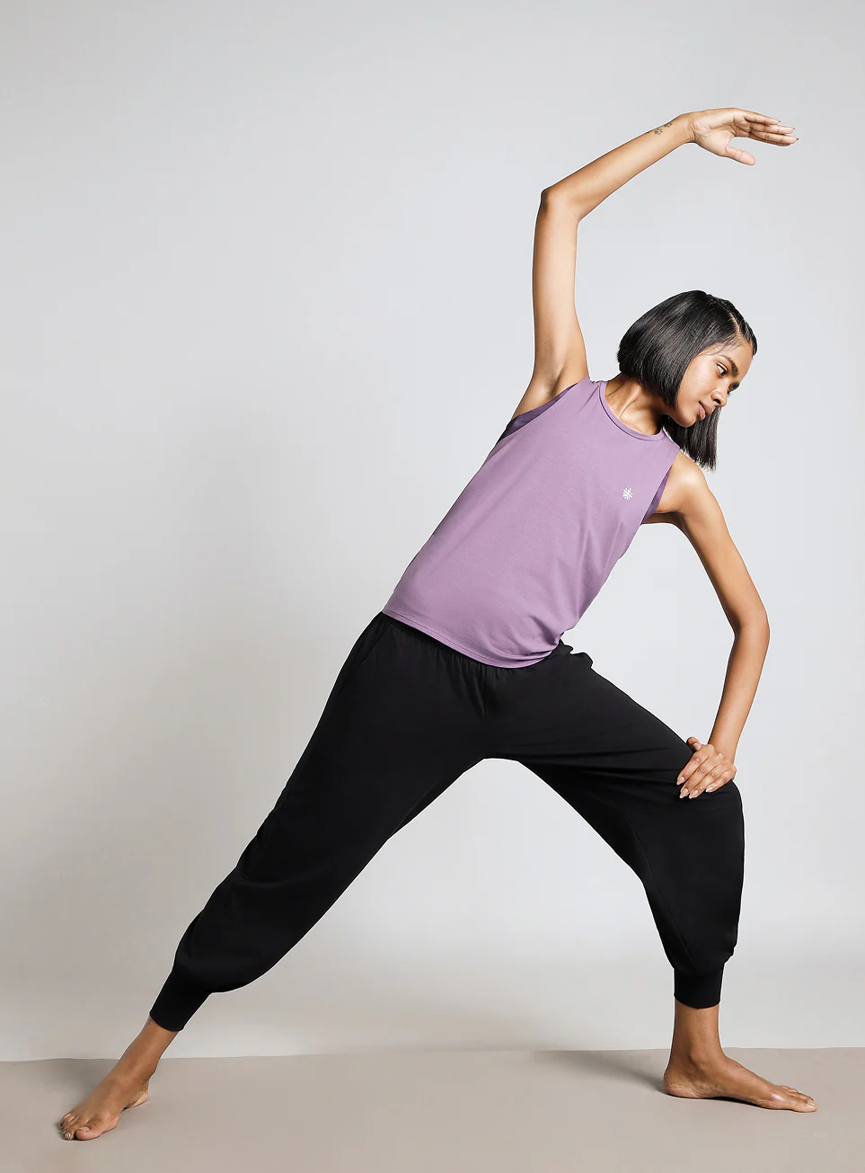 Women's Purple Back Tie-Up Flow Yoga Tank - Image 2