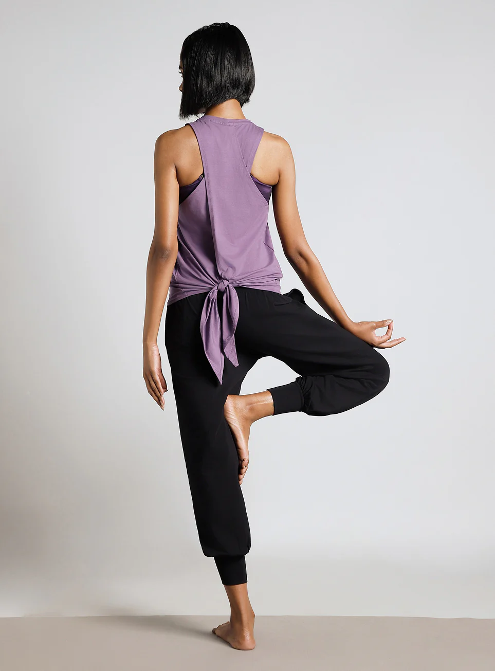 Women's Purple Back Tie-Up Flow Yoga Tank - Image 3