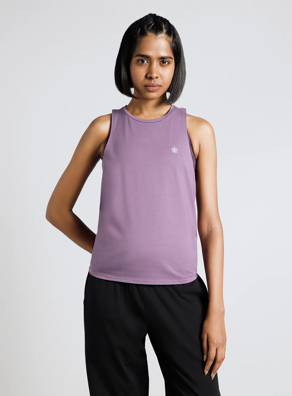 Women's Purple Back Tie-Up Flow Yoga Tank - Image 4