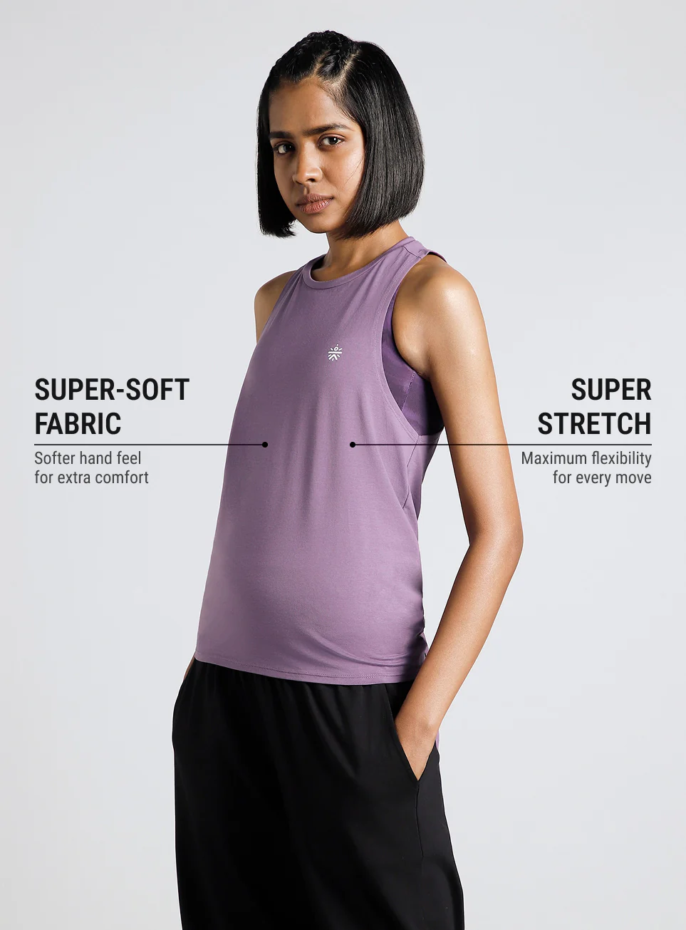 Women's Purple Back Tie-Up Flow Yoga Tank - Image 5
