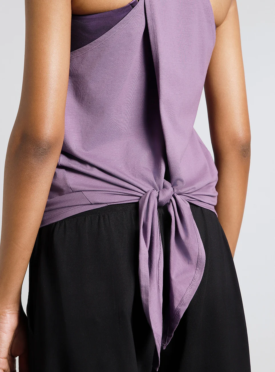 Women's Purple Back Tie-Up Flow Yoga Tank - Image 9
