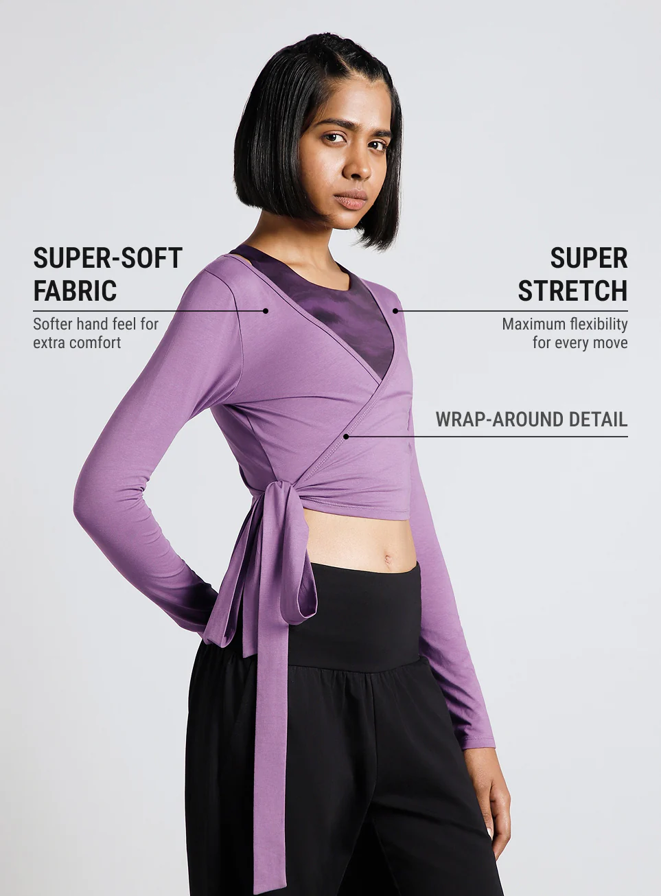 Women's Purple Back Wrap Around Flow Yoga Tank - Image 5