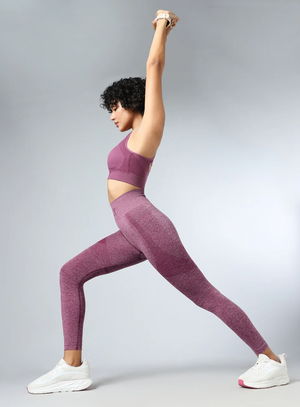 Women's Purple Contour Fit Seamless Tights - Image 2