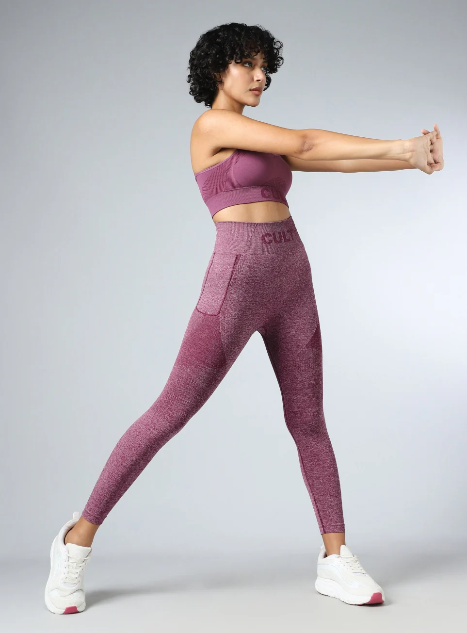 Women's Purple Contour Fit Seamless Tights - Image 3