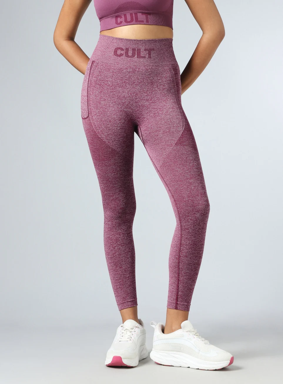 Women's Purple Contour Fit Seamless Tights - Image 4