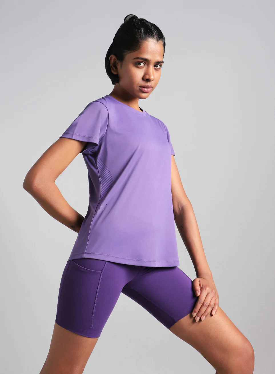 Women's Purple Contour Print T-shirt