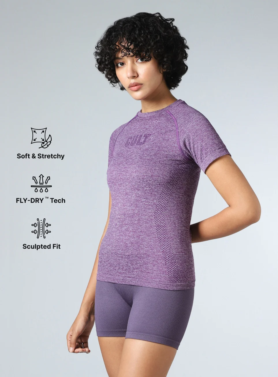 Women's Purple Contour Seamless T-shirt - Image 5