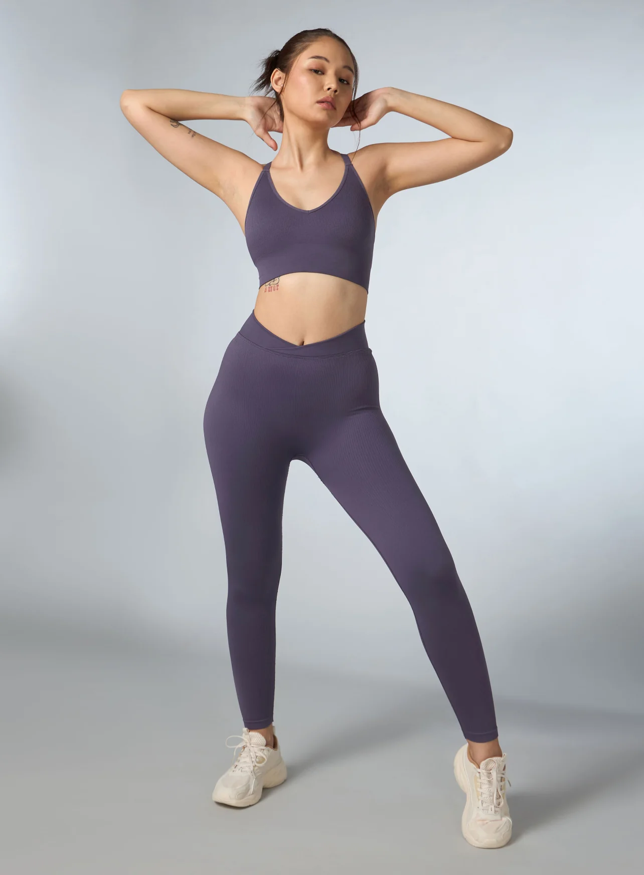 Women's Purple Cross Fit Seamless Co-ord Set