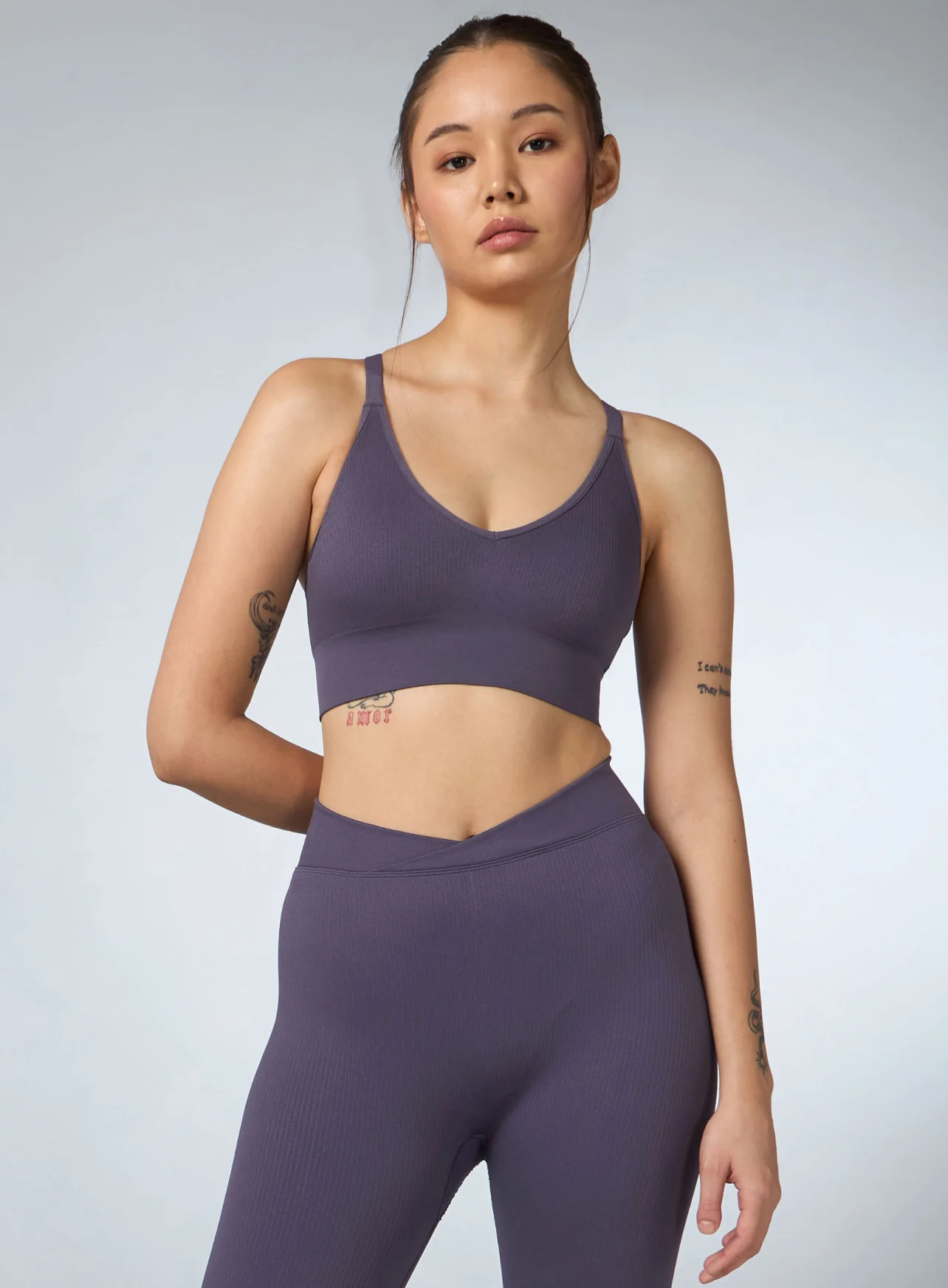 Women's Purple Cross Fit Seamless Medium Support Bra