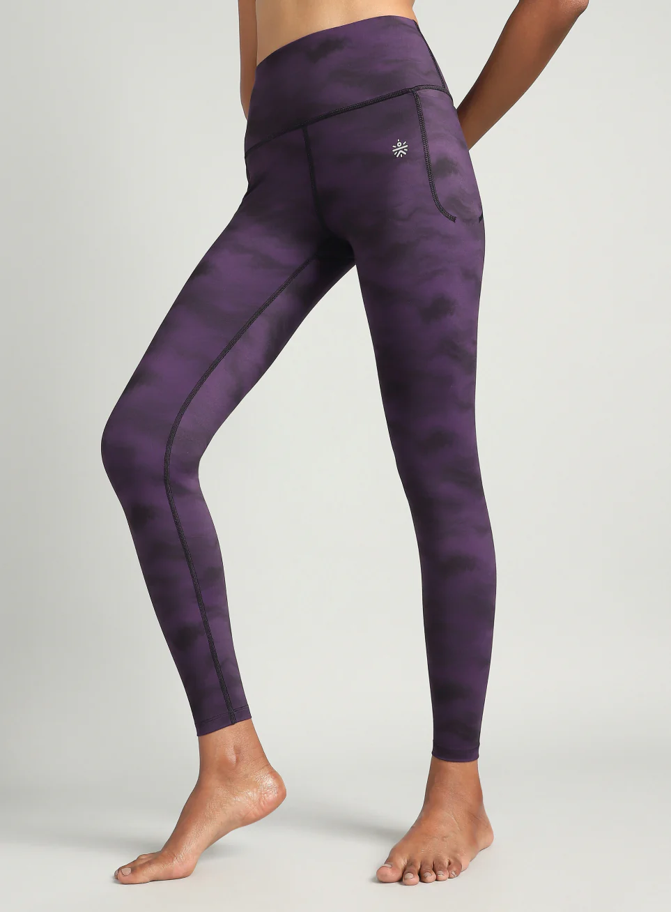 Women's Purple Earthy Texture Printed COMFlex Yoga Tights