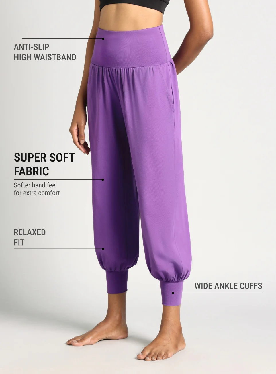 Women's Purple Flow Form Yoga Relaxed Fit Joggers - Image 5