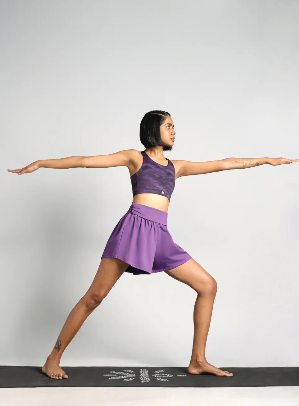 Women's Purple Flow Form Yoga Shorts - Image 2