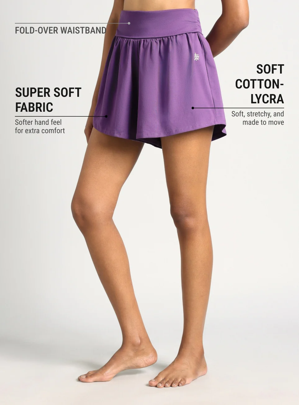 Women's Purple Flow Form Yoga Shorts - Image 5