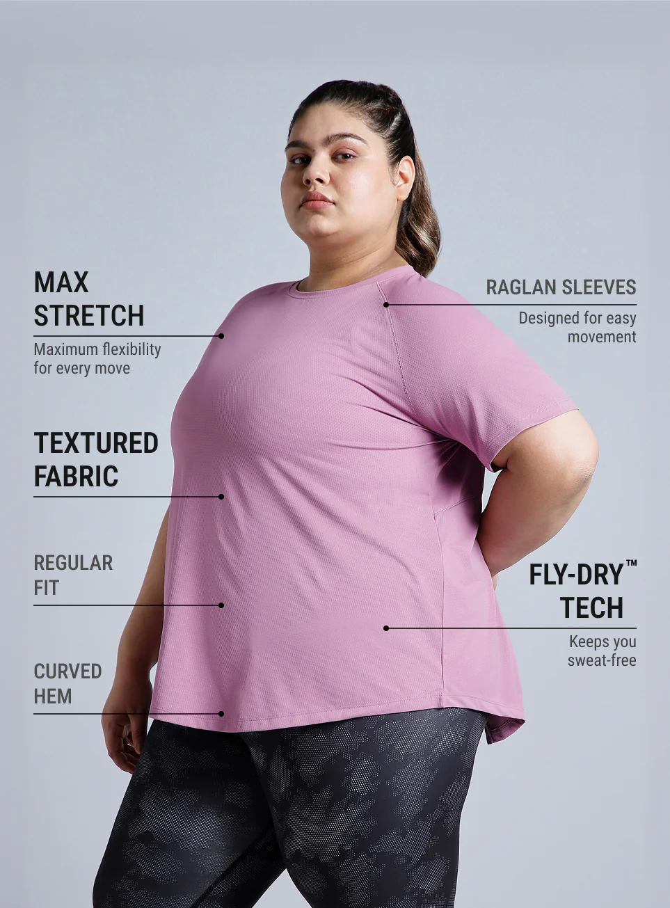 Women's Purple Flow HIIT Plus Size Top - Image 5