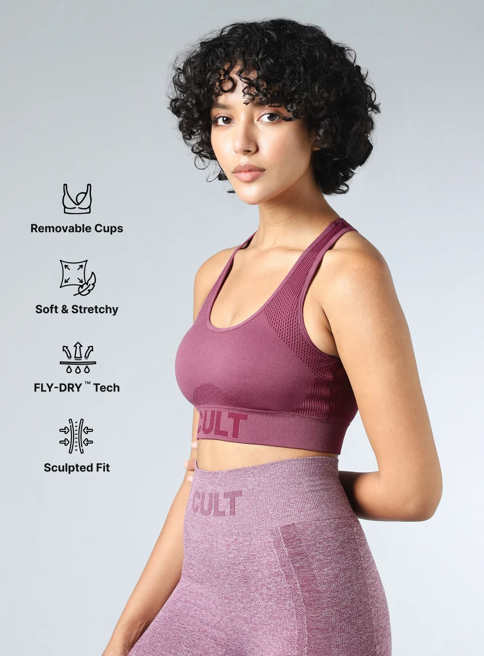 Women's Purple Momentum Medium Support Seamless Bra - Image 5