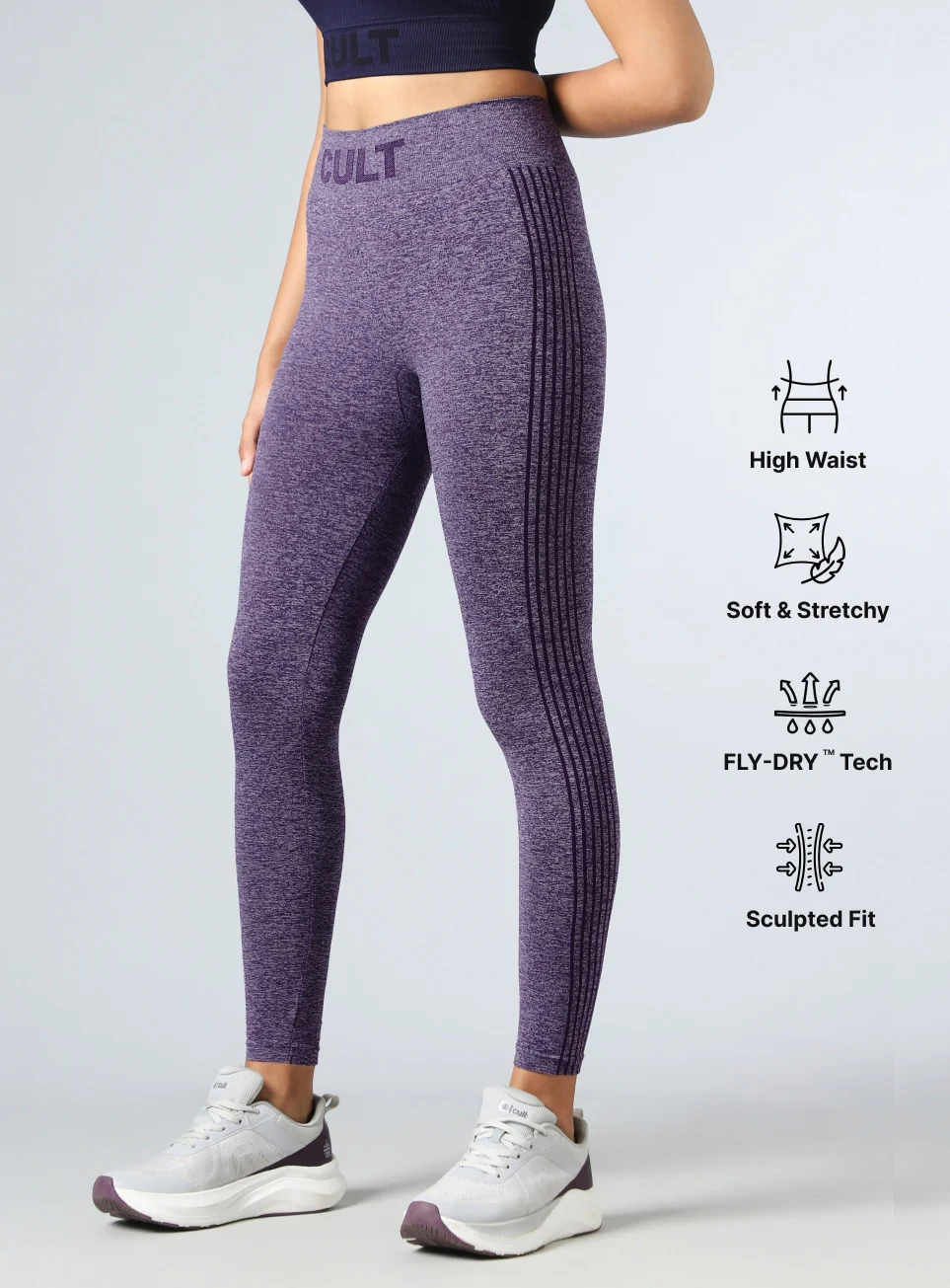 Women's Purple Momentum Seamless Tights - Image 5