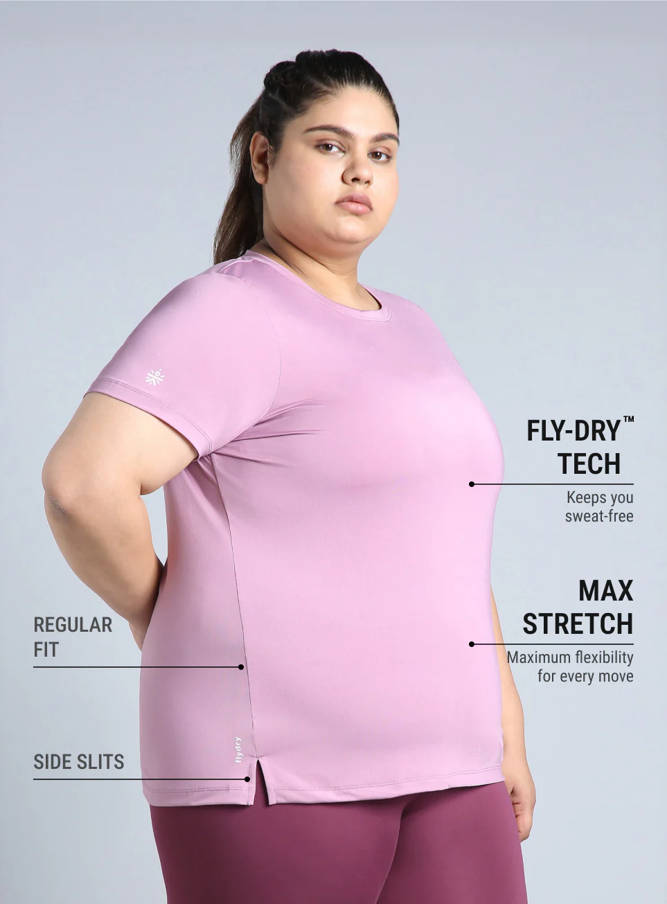 Women's Purple Plus Size Back Vent Training Tee - Image 5