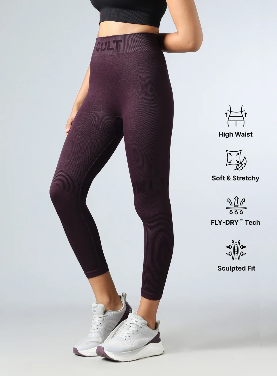 Women's Purple Sculpt Fit Seamless Tights - Image 5