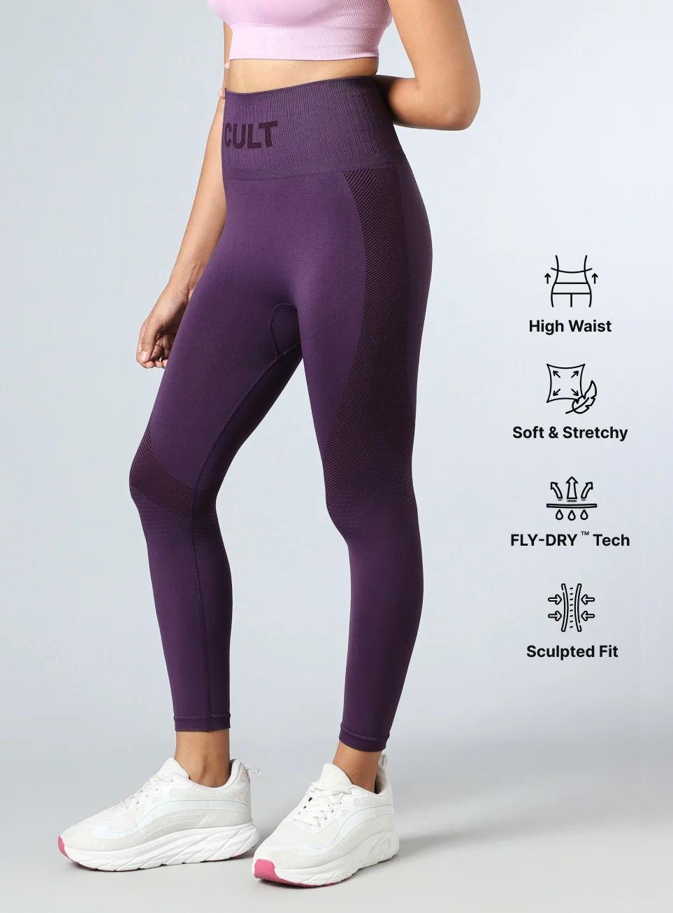 Women's Purple Sculpt Seamless Tights - Image 5