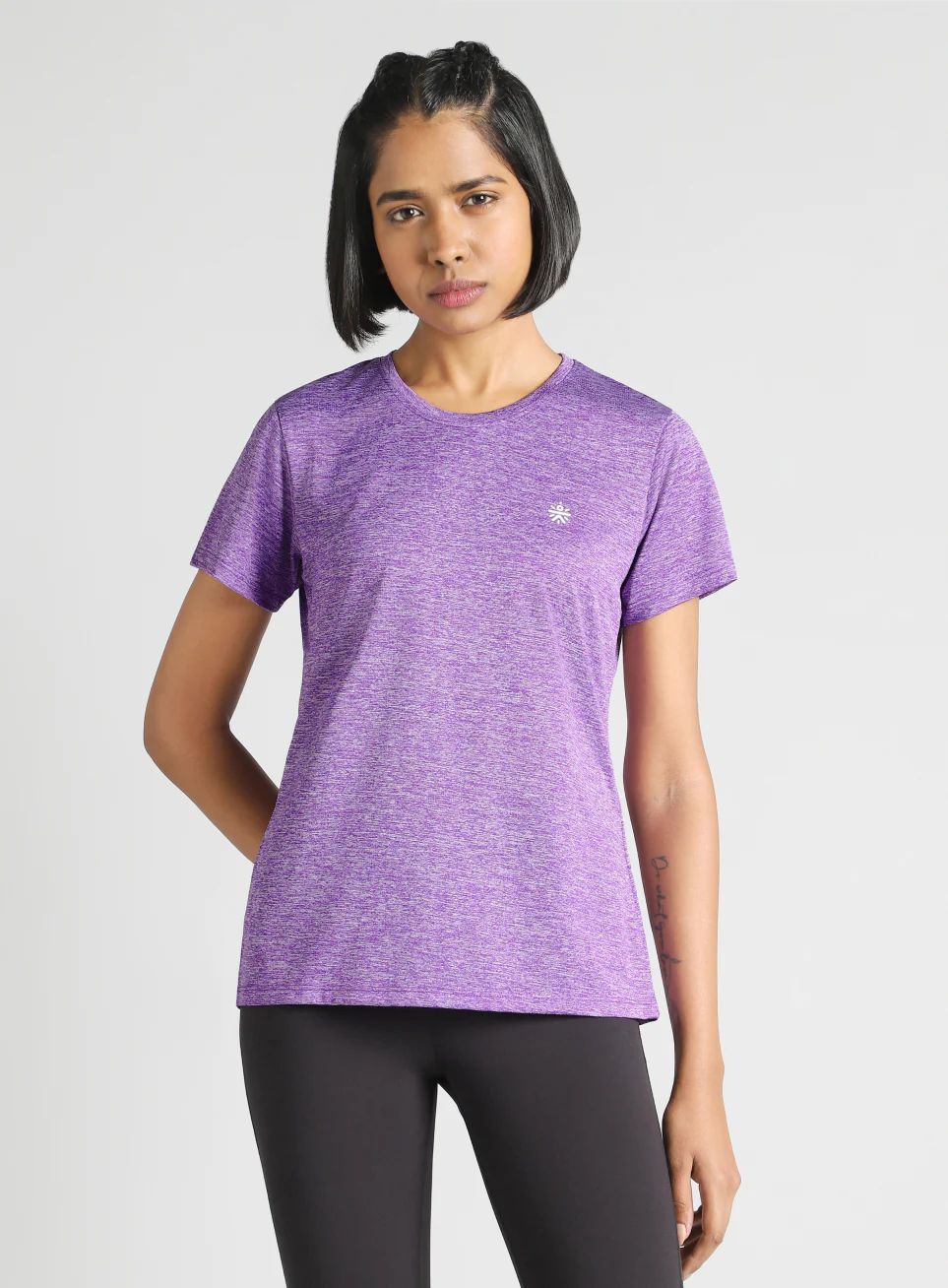 Women's Purple Textured Active T-Shirt - Image 4