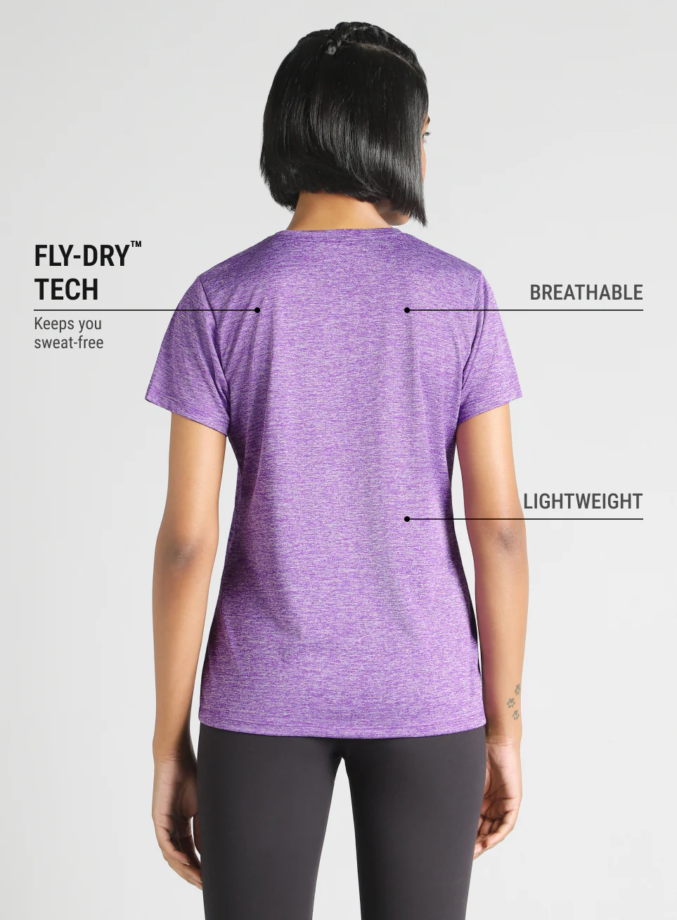 Women's Purple Textured Active T-Shirt - Image 6