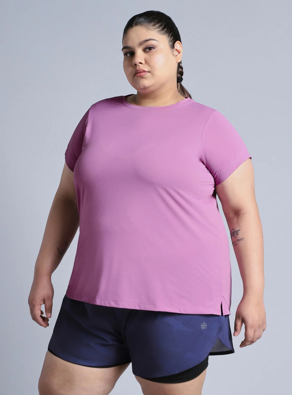 Women's Purple Training Essential Plus Size Regular Fit T-shirt