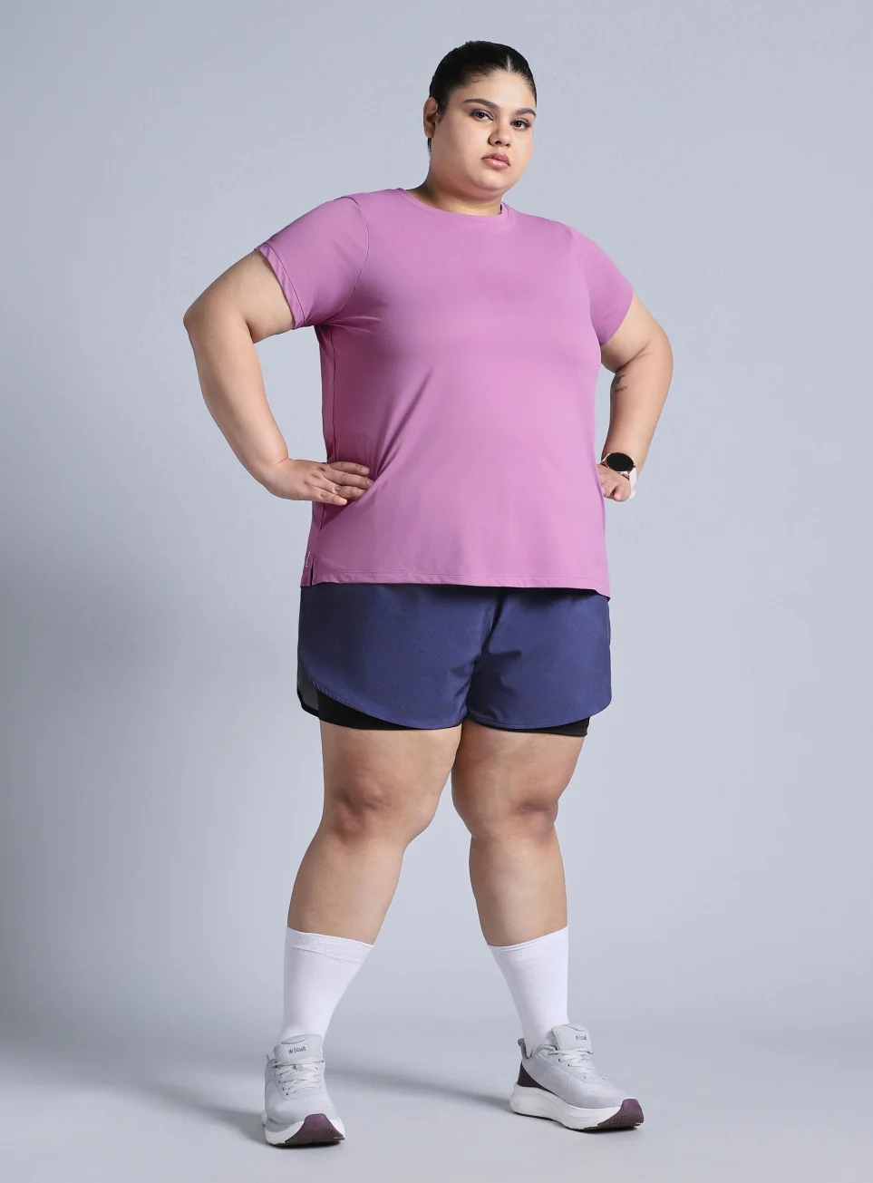 Women's Purple Training Essential Plus Size Regular Fit T-shirt - Image 2