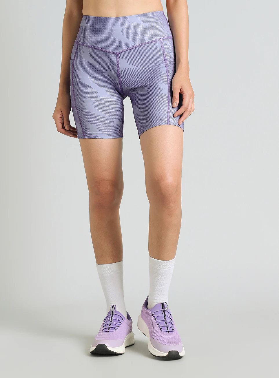 Women's Purple Urban Camo COMFlex Cycling Shorts - Image 4