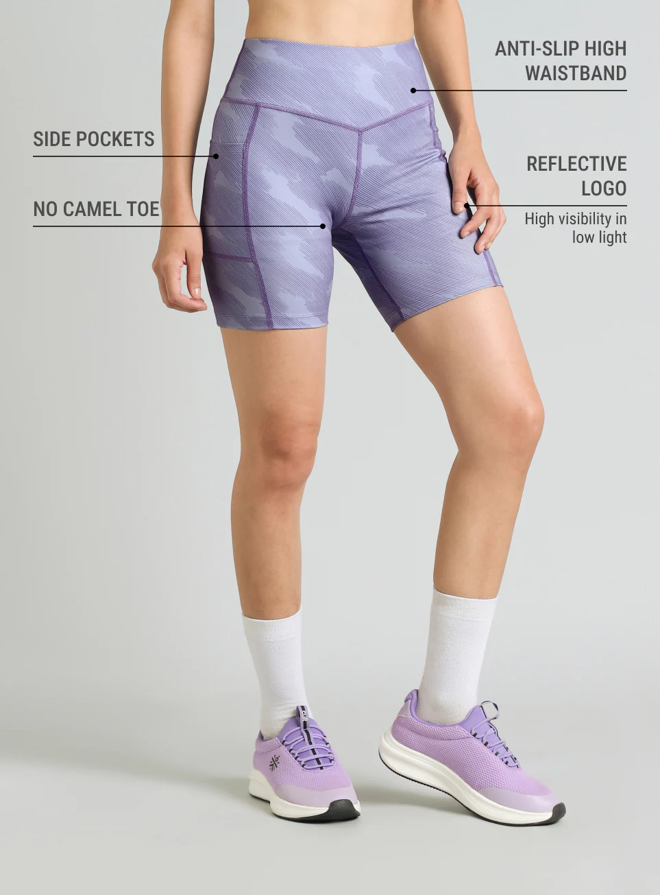 Women's Purple Urban Camo COMFlex Cycling Shorts - Image 5