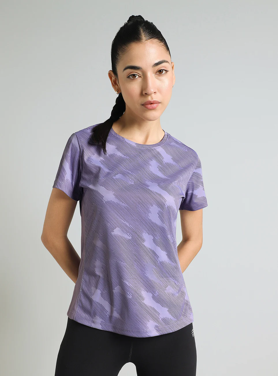 Women's Purple Urban Camo Running T-shirt