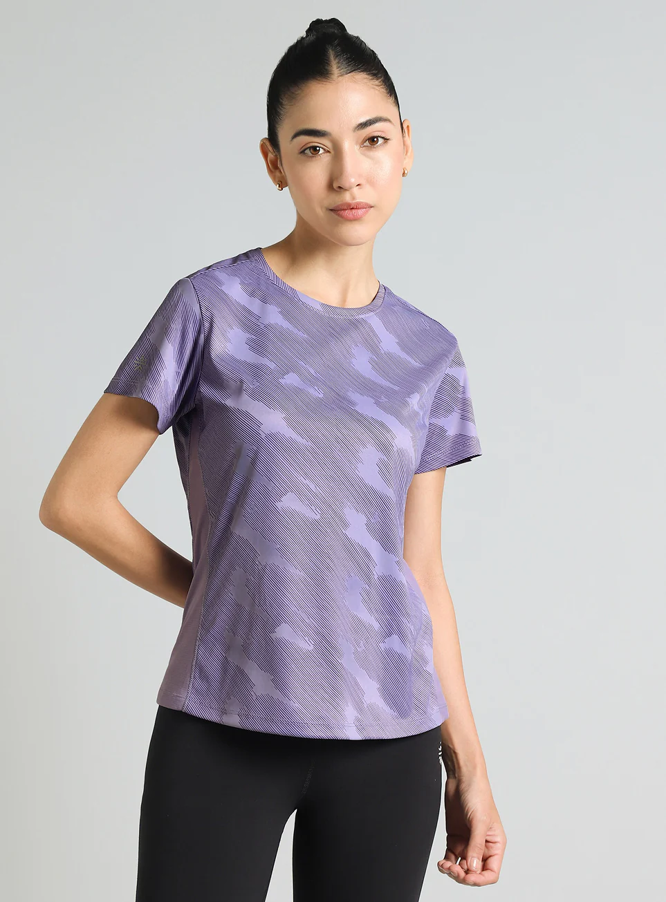 Women's Purple Urban Camo Running T-shirt - Image 4
