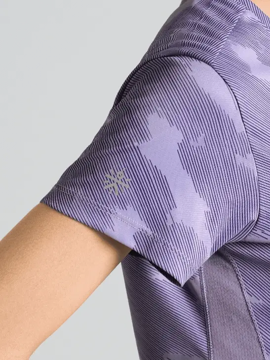 Women's Purple Urban Camo Running T-shirt - Image 7