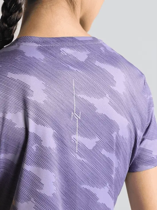 Women's Purple Urban Camo Running T-shirt - Image 8