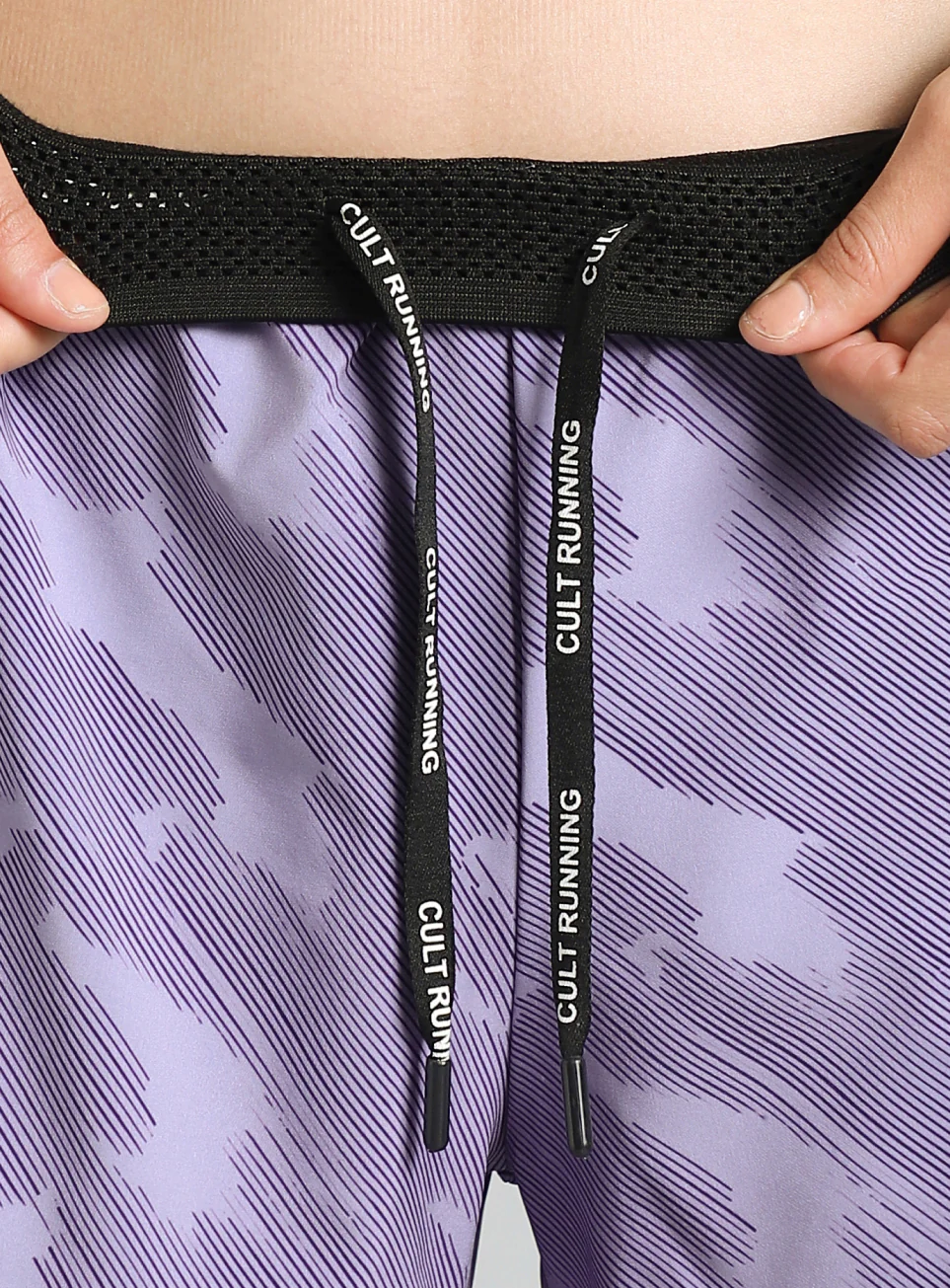 Women's Purple Urban Camo Shorts with Inbuilt Tights - Image 11