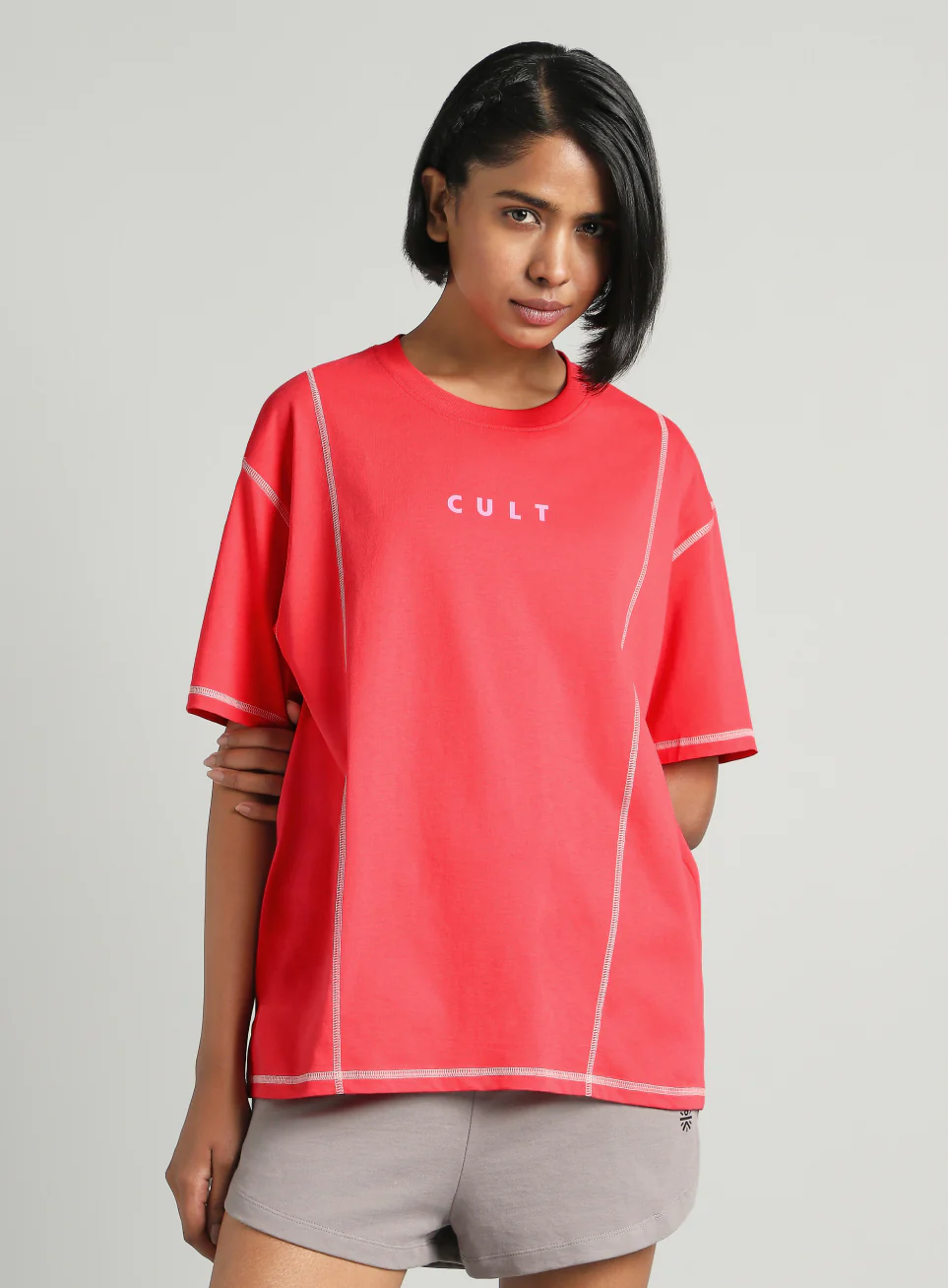 Women's Red Game On Cult Oversized Fit T-shirt