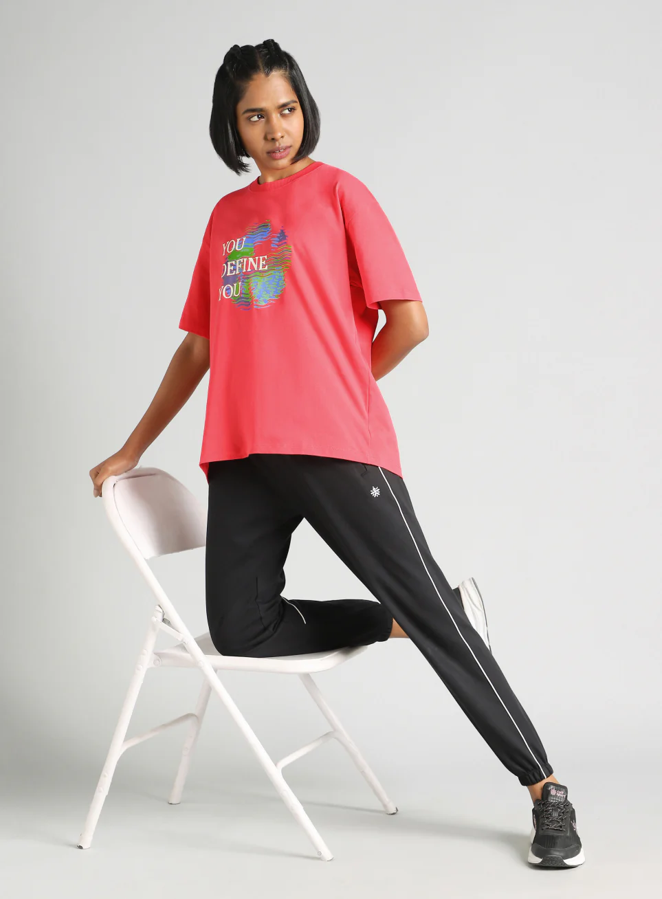 Women's Red Graphic Oversized Fit T-Shirt - Image 2
