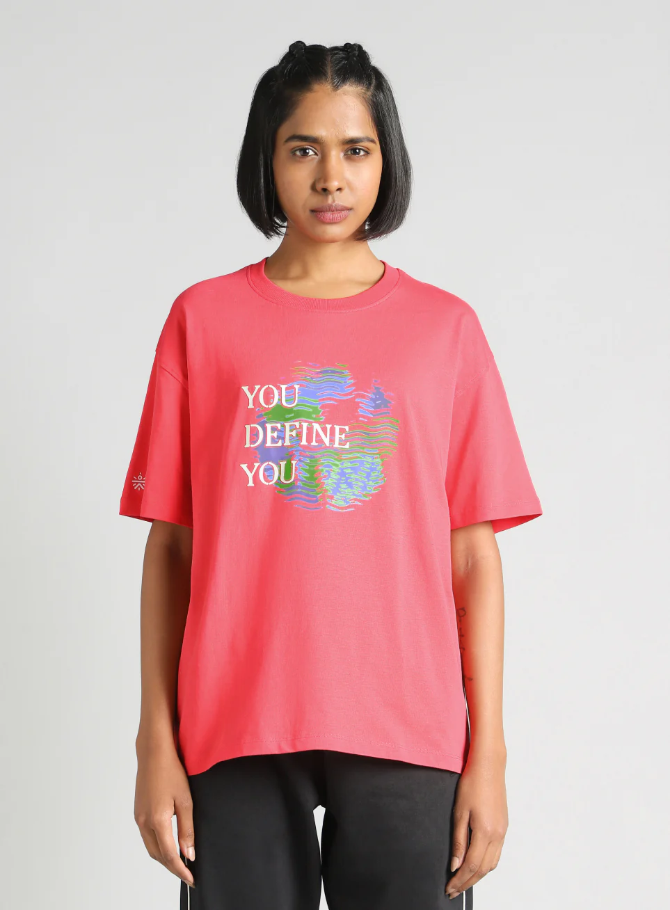 Women's Red Graphic Oversized Fit T-Shirt - Image 4