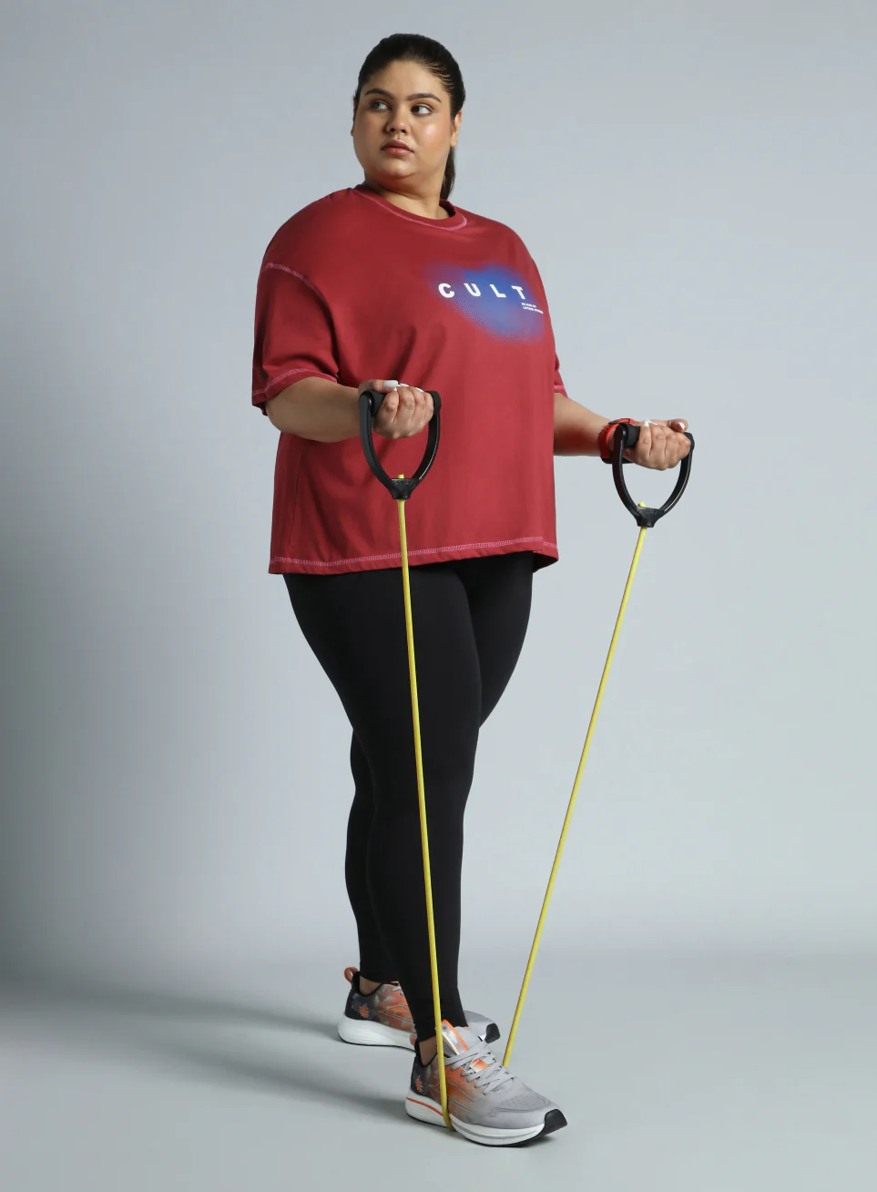 Women's Red Training Essential Graphic Plus Size Boxy Fit T-shirt - Image 2