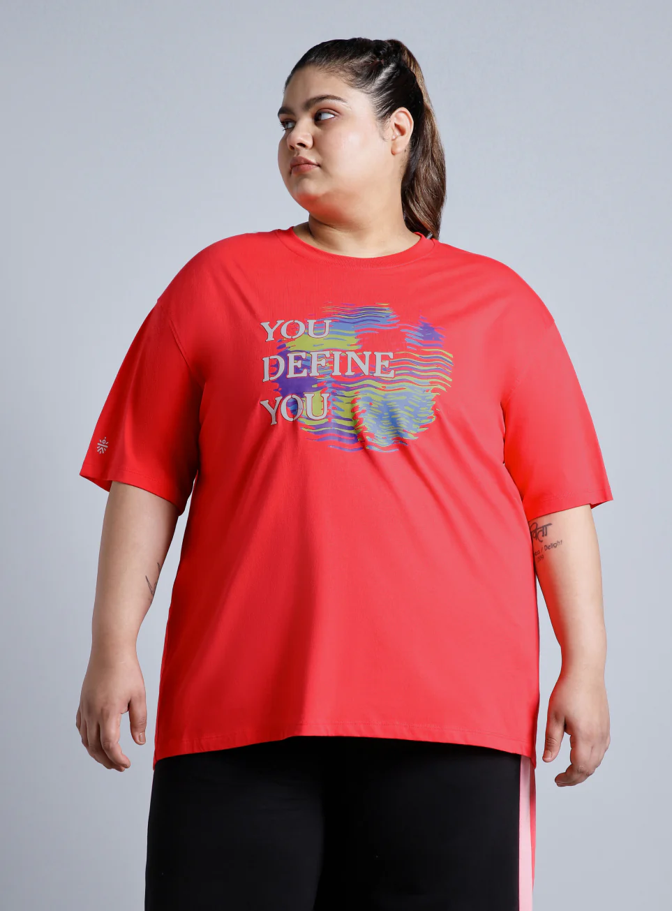 Women's Red You Define You Back Overlap Plus Sized Oversize T-shirt - Image 4