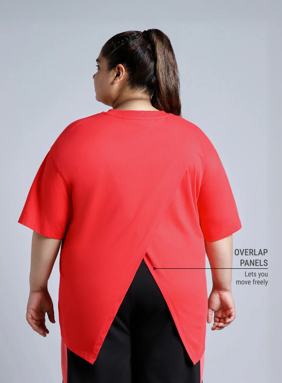 Women's Red You Define You Back Overlap Plus Sized Oversize T-shirt - Image 6