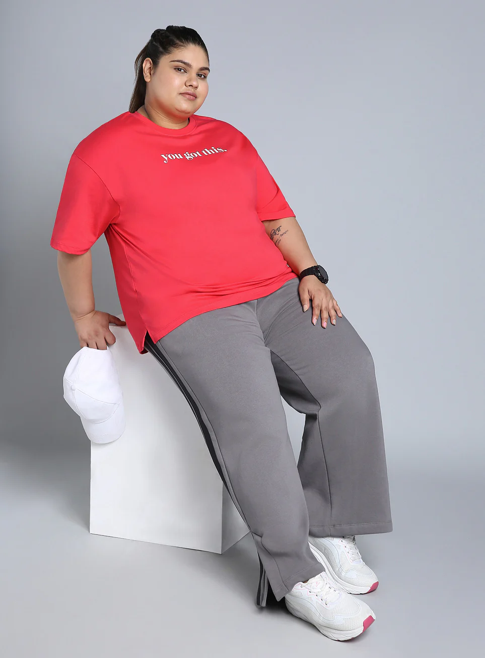 Women's Red You Got This Oversized Fit Plus Size T-shirt - Image 3