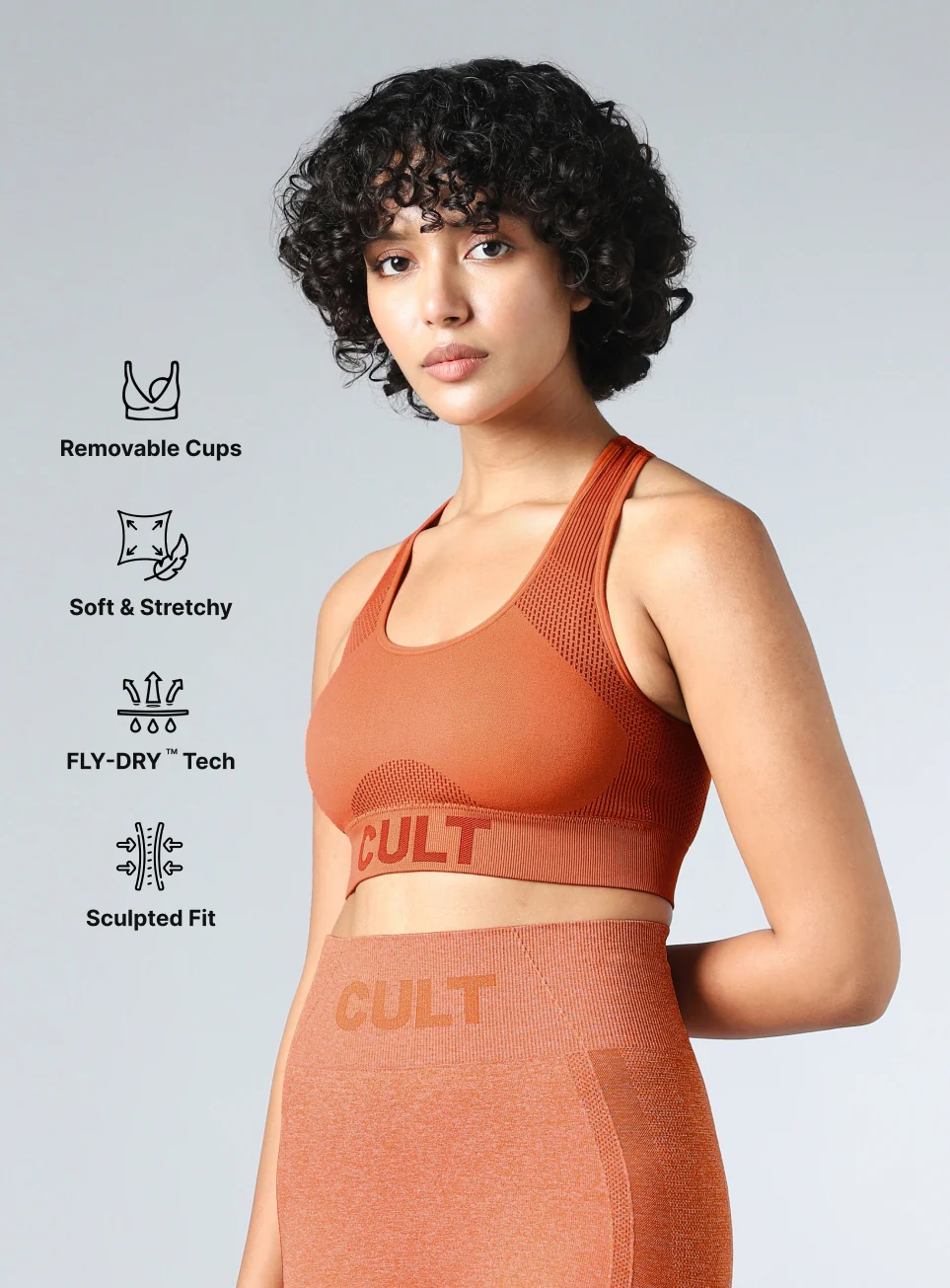 Women's Rust Momentum Medium Support Seamless Bra - Image 5
