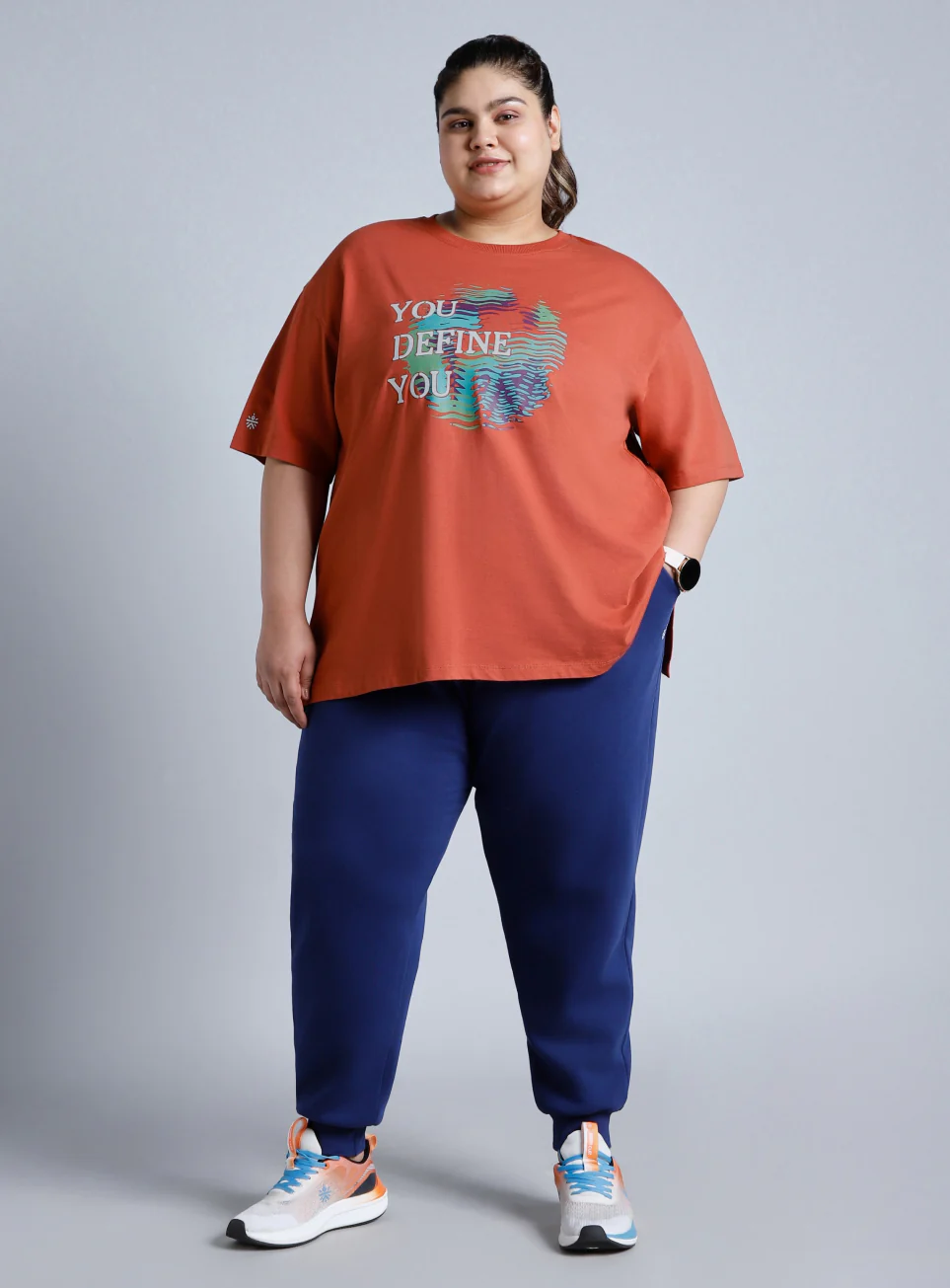 Women's Tan You Define You Back Overlap Plus Size Oversized T-shirt - Image 2
